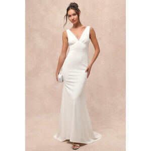 Lulus Captivating Promise White Sleeveless Mermaid Maxi Dress - Size L